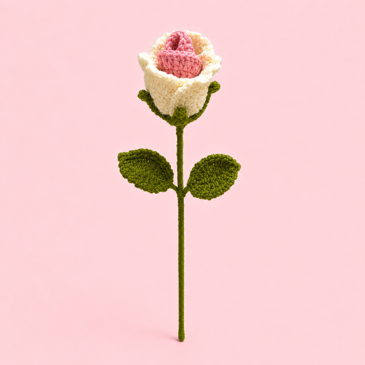 Blush Core Cream Rose Single Crochet Stem