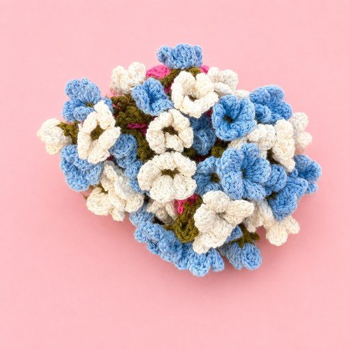 Sky Blue & White Hydrangea Crochet Bouquet