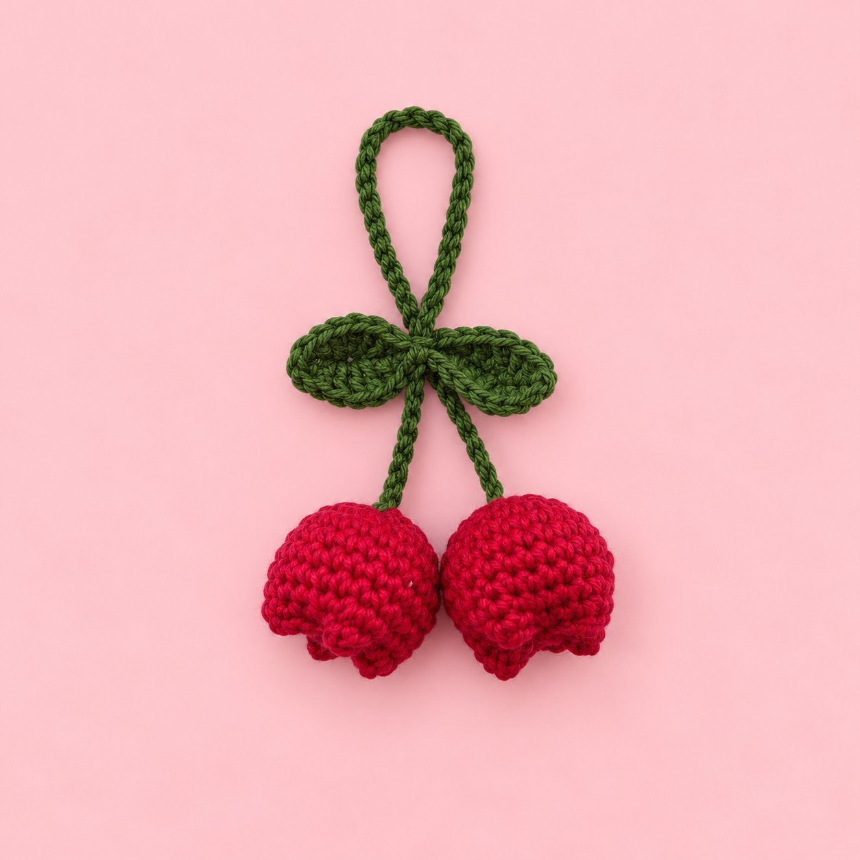 Crimson Twin Tulip Crochet Bag Charm
