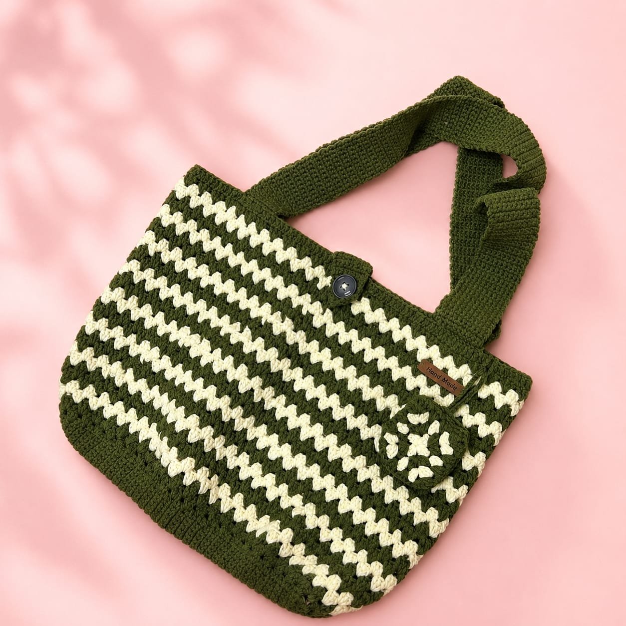 Olive & Cream Granny Stitch Tote Bag